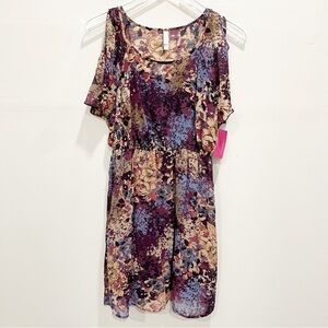 Xhilaration Cold Shoulder Lightweight Flowy Printed Dress Size Medium